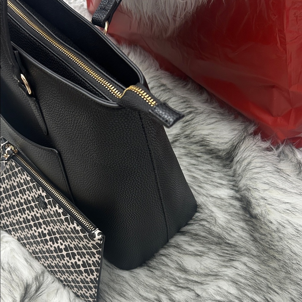 Nanette Lepore Black Tote with Geometric Pouch - Picture 6 of 16